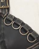 Devil Fashion Womens Steampunk Bronzed Faux Leather Cropped Vest Top