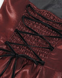 Devil Fashion Long Gothic Ball Gown Prom Wedding Dress Red Tafetta Black Lace