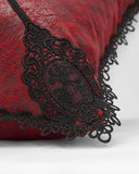 Punk Rave Gothic Home Lace Applique Filled Cushion - Red