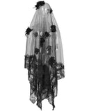 Punk Rave Black Rose Gothic Wedding Veil