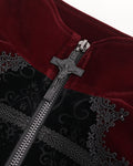 Devil Fashion Mens Regency Gothic Aristocrat Tailed Velvet Jacket - Red