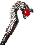 Penny Dreadful Gothic Steampunk Dragon Swaggering Cane - Red Orb