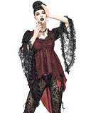 Devil Fashion Womens Gothic Vampire Witch Blouse Tunic Top Dress Red Black Lace