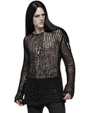 Punk Rave Mens Shredded Knit Sweater - Black