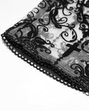 Devil Fashion Womens Sheer Flocked Skull Cameo Leggings