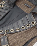 Devil Fashion Elphinstone Mens Long Steampunk Waistcoat Vest - Brown