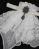 Devil Fashion Chiffon Lace Jabot Cravat - White