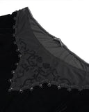 Devil Fashion Incediara Womens Gothic Velvet & Lace Off Shoulder Top