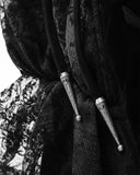 Punk Rave Womens Gothic Long Hooded Cloak Black Velvet Lace Reversible Witch