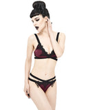 Devil Fashion Two-Piece Gothic Bikini Swimwear Set - Crimson Red & Black