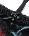 Devil Fashion Two-Piece Gothic Bikini Swimwear Set - Black/Red Velour Velvet