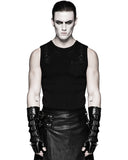 Punk Rave Acropolis Mens Long PU & Mesh Spiked Fingerless Gloves