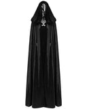 Punk Rave Womens Gothic Long Hooded Cloak Black Velvet Lace Reversible Witch
