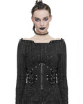 Devil Fashion Womens Cyberpunk Waist Cincher - Black Mesh & PVC