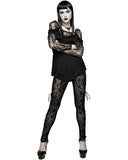 Devil Fashion Womens Sheer Flocked Skull Cameo Leggings