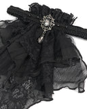Devil Fashion Chiffon Lace Jabot Cravat - Black