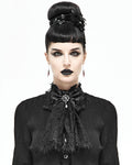 Devil Fashion Gothic Lace Bow Cravat - Black
