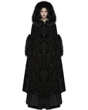 Punk Rave Cassiopeia Womens Gothic Velvet Cloak - Black Damask