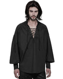 Punk Rave Mens Steampunk Pirate Shirt Top Black Gothic Poet VTG Medieval Lace Up