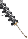 Dark In Love Elegant Gothic Beaded & Chained Lace Choker Necklace - Black