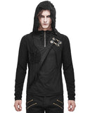 Devil Fashion Mens Apocalyptic Punk Hooded Top Black Dieselpunk Goth Cowl Hoodie