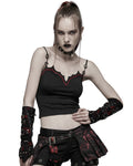 Punk Rave Womens Dark Punk Studded Armwarmers - Black & Red