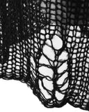 Punk Rave Womens Shredded Broken Knit Sweater Top - Black