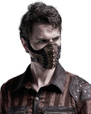 Punk Rave Steampunk Studded Face Cover Mask - Black & Brown