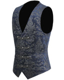 Punk Rave Alcazar Mens Waistcoat Vest - Blue Damask
