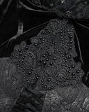 Devil Fashion Covetous Nature Womens Long Gothic Ballgown Wedding Dress - Black Velvet & Lace