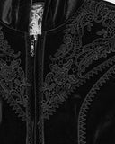 Punk Rave Womens Gorgeous Gothic Lace Applique Hooded Coat - Extended Size Range - Black Velvet