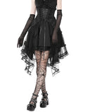 Dark In Love Gothic Lace & Mesh Open Front Corset Skirt