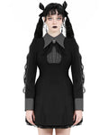 Dark In Love Gothic Lolita Doll Preppy Witch Dress - Black & Grey