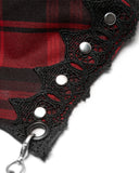Punk Rave Womens Gothic Punk Chic Face Covering Mask Red Black Plaid Lace Chains