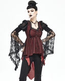 Devil Fashion Womens Gothic Vampire Witch Blouse Tunic Top Dress Red Black Lace