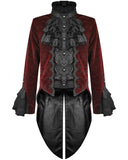 Devil Fashion Athanasius Mens Gothic Tailcoat Jacket - Red & Black Damask