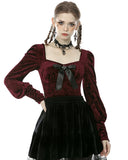 Dark In Love Nightingales Rose Gothic Court Top - Red Velvet