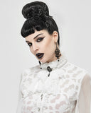 Devil Fashion Chiffon Lace Jabot Cravat - White