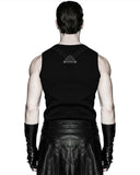 Punk Rave Acropolis Mens Long PU & Mesh Spiked Fingerless Gloves