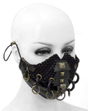 Devil Fashion Womens Dieselpunk Mouthguard Face Mask Brown Black Studs Goth Punk