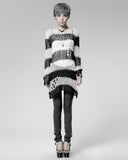 Punk Rave Shredded Knit Sweater - Black & White