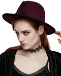 Punk Rave Womens Gothic Gradient Fedora Hat - Red & Black