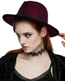 Punk Rave Womens Gothic Gradient Fedora Hat - Red & Black