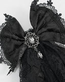 Devil Fashion Gothic Lace Bow Cravat - Black