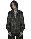 Punk Rave Mens Gothic Studded Lace Up Pirate Shirt - Black & Silver