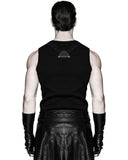 Punk Rave Acropolis Mens Long PU & Mesh Spiked Fingerless Gloves