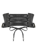 Devil Fashion Philodendron Cincher Corset Belt - Black Faux Leather