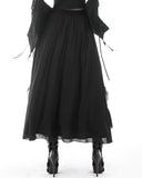 Dark In Love Long Gothic Witch Maxi Skirt Black Chiffon Lace Steampunk Bustle