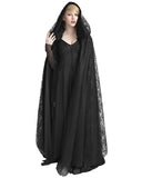 Punk Rave Womens Gothic Long Hooded Cloak Black Velvet Lace Reversible Witch