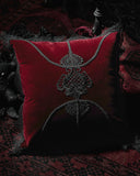Punk Rave Gothic Home Lace Applique Filled Cushion - Red Velvet